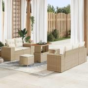 vidaXL Trädgårdsoffset 8 pcs Beige konstrotting