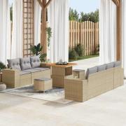 vidaXL Trädgårdsoffset 10 pcs Beige konstrotting