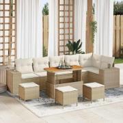 vidaXL Trädgårdsoffset 10 pcs Beige konstrotting