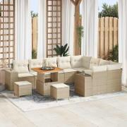 vidaXL Trädgårdsoffset Höjdjusterbar 12 pcs Beige konstrotting