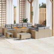 vidaXL Trädgårdsoffset Höjdjusterbar 13 pcs Beige konstrotting