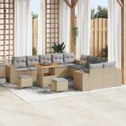 vidaXL Trädgårdsoffset Höjdjusterbar 13 pcs Beige konstrotting