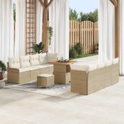 vidaXL Trädgårdsoffset Höjdjusterbar 11 pcs Beige konstrotting