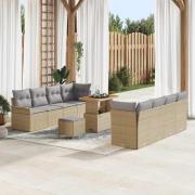 vidaXL Trädgårdsoffset Höjdjusterbar 11 pcs Beige konstrotting