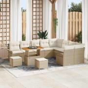 vidaXL Trädgårdsoffset Höjdjusterbar 12 pcs Beige konstrotting
