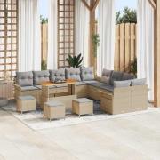 vidaXL Trädgårdsoffset 14 pcs Beige konstrotting