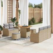 vidaXL Trädgårdsoffset Höjdjusterbar 8 pcs Beige konstrotting