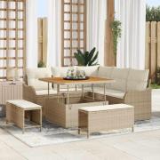 vidaXL Trädgårdsoffset 8 pcs Beige konstrotting