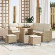 vidaXL Trädgårdsoffset 8 pcs Beige konstrotting