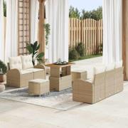 vidaXL Trädgårdsoffset 8 pcs Beige konstrotting