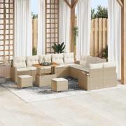 vidaXL Trädgårdsoffset med kudde 13 pcs Beige Poly rattan