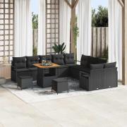 vidaXL Trädgårdsoffset med kudde 13 pcs Svart Poly rattan