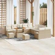 vidaXL Trädgårdsoffset med kudde 13 pcs Beige konstrotting