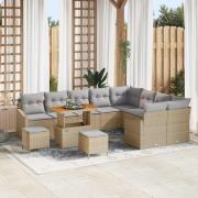 vidaXL Trädgårdsoffset med kudde 12 pcs Beige Poly rattan