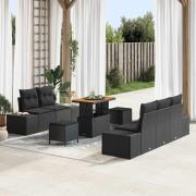 vidaXL Trädgårdsoffset med kudde 8 pcs Svart Poly rattan