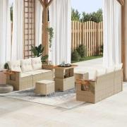 vidaXL Trädgårdsoffset 9 pcs beige och gräddvit 90 x 55 x 71 cm