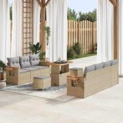 vidaXL Trädgårdsoffset 10 pcs beige och ljusgrå 90 x 55 x 71 cm