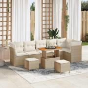 vidaXL Trädgårdsoffset 9 pcs beige och gräddvit 90 x 55 x 71 cm