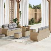 vidaXL Trädgårdsoffset 9 pcs beige och ljusgrå 90 x 55 x 71 cm
