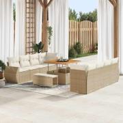 vidaXL Trädgårdsoffset med lagring 11 pcs Beige Poly rattan