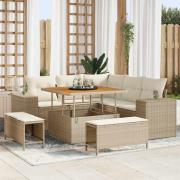 vidaXL Trädgårdsoffset 8 pcs Beige och gräddfärgad 100 x 100 x 71 cm