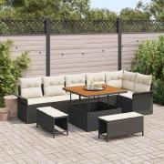 vidaXL Trädgårdsoffset 9 pcs Svart och kräm 100 x 100 x 71 cm