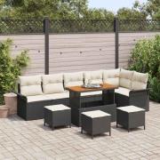 vidaXL Trädgårdsoffset 10 pcs Svart och kräm 110 x 55 x 71 cm