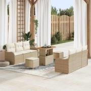 vidaXL Trädgårdsoffset 9 pcs Beige och gräddfärgad 90 x 55 x 71 cm