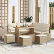 vidaXL Trädgårdsoffset 9 pcs Beige och gräddfärgad 110 x 55 x 71 cm