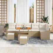 vidaXL Trädgårdsoffset 9 pcs Beige och gräddfärgad 90 x 55 x 71 cm
