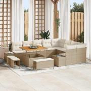 vidaXL Trädgårdsoffset 12 pcs Beige och gräddfärgad 100 x 100 x 71 cm