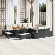 vidaXL Trädgårdsoffset med kudde med lagring 13 pcs Svart och kräm