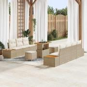 vidaXL Trädgårdsoffset 10 pcs Beige och gräddfärgad 90 x 55 x 71 cm