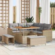 vidaXL Trädgårdsoffset med kudde med lagring Beige Poly rattan