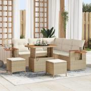 vidaXL Trädgårdsoffset med kudde med lagring 8 pcs Beige Poly rattan