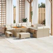 vidaXL Trädgårdsoffset med kudde med lagring 13 pcs Beige Poly rattan