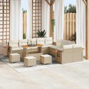 vidaXL Trädgårdsoffset med kudde med lagring 14 pcs Beige Poly rattan