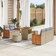 vidaXL Trädgårdsoffset med kudde med lagring 8 pcs Beige Poly rattan