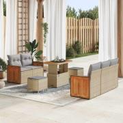 vidaXL Trädgårdsoffset med kudde med lagring 8 pcs Beige Poly rattan