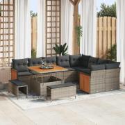 vidaXL Trädgårdsoffset med kudde 13 pcs Grå konstrotting