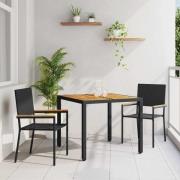 vidaXL Trädgårdsmöbelset 3 pcs Svart, Brun 90 x 90 x 75 cm