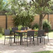 vidaXL Trädgårdsmöbelset 7 pcs Svart, Trä 150 x 90 x 75 cm