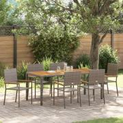 vidaXL Trädgårdsmöbelset 7 pcs Grå 190 x 90 x 75 cm konstrotting