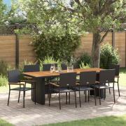 vidaXL Trädgårdsmöbelset 9 pcs Svart Poly rattan