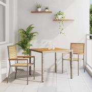 vidaXL Trädgårdsmöbelset 3 pcs Grå 90 x 90 x 75 cm konstrotting