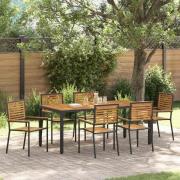 vidaXL Trädgårdsmöbelset 7 pcs Svart, Trä 190 x 90 x 75 cm