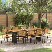 vidaXL Trädgårdsmöbelset 11 pcs Svart 240 x 90 x 75 cm konstrotting