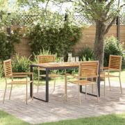 vidaXL Trädgårdsmöbelset 5 pcs Beige 140 x 80 x 75 cm konstrotting