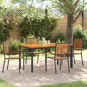 vidaXL Trädgårdsmöbelset 5 pcs Svart 150 x 90 x 75 cm konstrotting