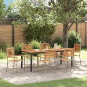 vidaXL Trädgårdsmöbelset 7 pcs Beige, Brun 200 x 100 x 75 cm